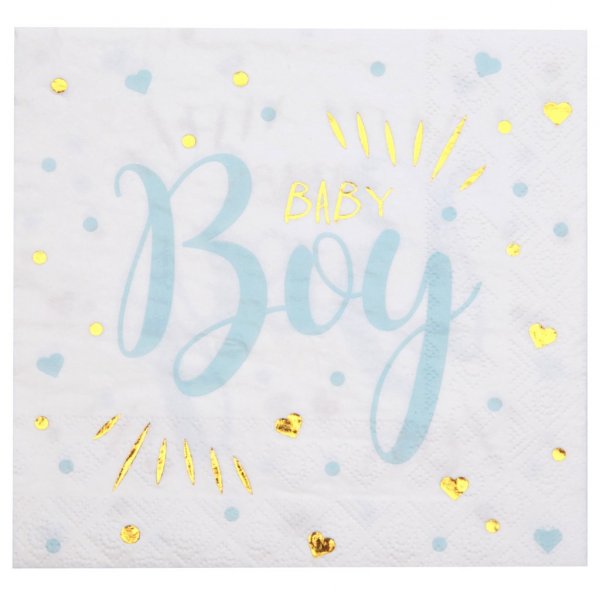 Servietten - Baby Boy - Blau/Gold - 20er-Pack