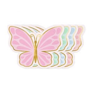 Servietten - Schmetterling - Pastell mit Gold - 12er-Packung