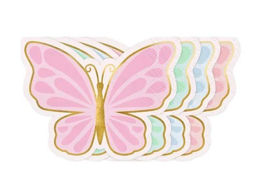 Servietten - Schmetterling - Pastell mit Gold - 12er-Packung Servietten - Schmetterling - Pastell mit Gold - 12er-Packung