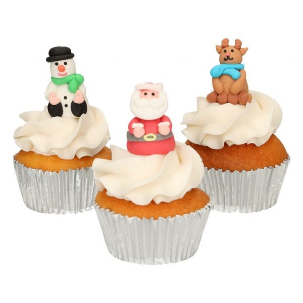 Zuckerdekorationen - 3D - Rentier/Weihnachtsmann/Schneemann - 3er-Pack Zuckerdekorationen - 3D - Rentier/Weihnachtsmann/Schneemann - 3er-Pack