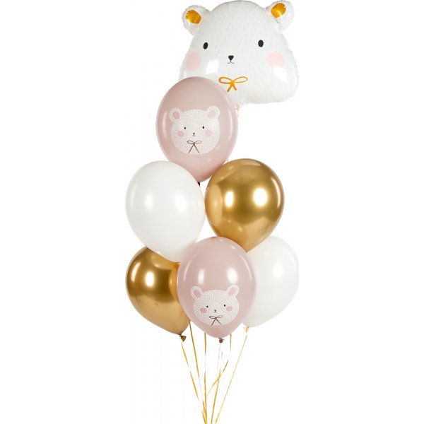 Ballonstrauß - Teddybär/Goldchrom - 6er-Pack Ballonstrauß - Teddybär/Goldchrom - 6er-Pack