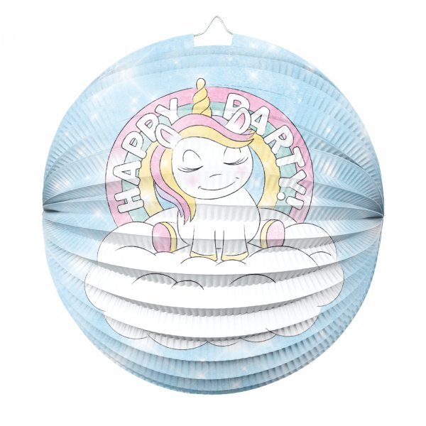 Partylaterne - Rund - Fr�hliches Einhorn - 25 cm