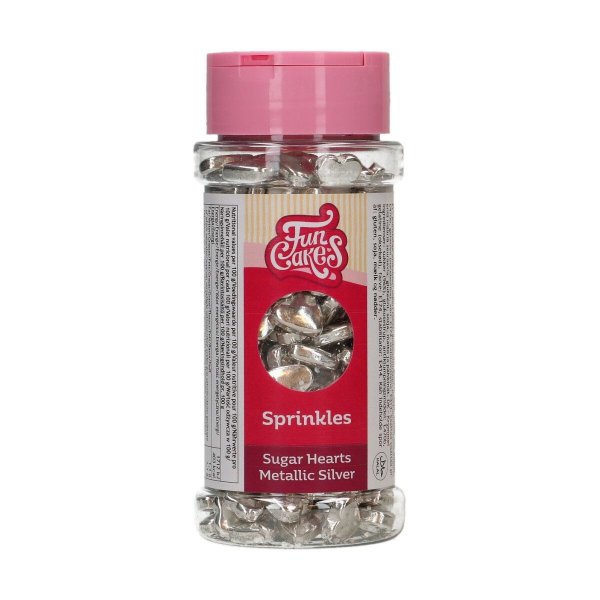 Streusel - Silberne Herzen - Metallic - Funcakes - 80 g Streusel - Silberne Herzen - Metallic - Funcakes - 80 g