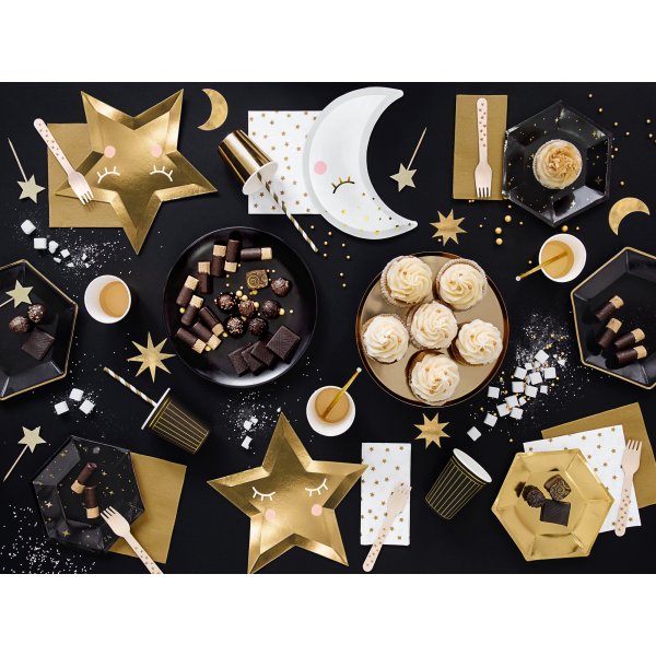 Dessertteller - Sparkle - Schwarz/Gold - 6er-Pack