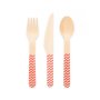Holzbesteck - Rotes Zickzackmuster - 18er-Pack (6 Gedecke) Holzbesteck - Rotes Zickzackmuster - 18er-Pack (6 Gedecke)
