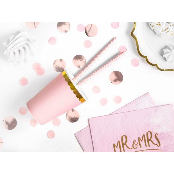 Pappbecher - Rosa - Goldrand - 6er-Pack