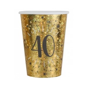 Pappbecher 40 Jahre - Funkelndes Gold - 10er-Packung Pappbecher 40 Jahre - Funkelndes Gold - 10er-Packung