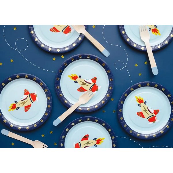 Pappteller - Flugzeug - 6er-Pack