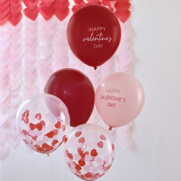 Ballonstrauß - Happy Valentine - 5 Ballons Ballonstrauß - Happy Valentine - 5 Ballons