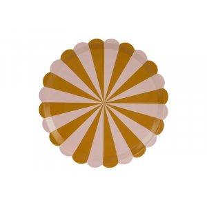 Pappteller - Gestreift Rosa/Braun - 21 cm - 6er-Packung Pappteller - Gestreift Rosa/Braun - 21 cm - 6er-Packung
