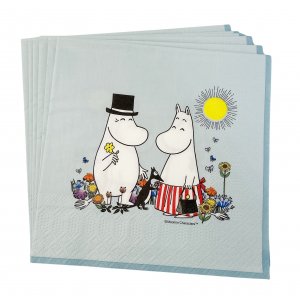 Servietten 33x33cm - 16 Stück 3-lagig - Blaue Mumins Servietten 33x33cm - 16 Stück 3-lagig - Blaue Mumins