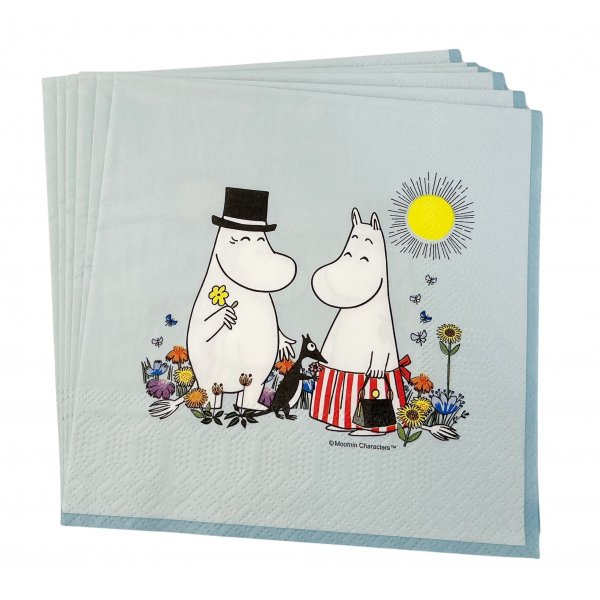 Servietten 33x33cm - 16 Stück 3-lagig - Blaue Mumins Servietten 33x33cm - 16 Stück 3-lagig - Blaue Mumins