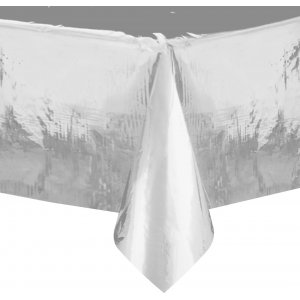 Tischdecke - Kunststoff - Silber - ca. 1,4 x 2,7 m Tischdecke - Kunststoff - Silber - ca. 1,4 x 2,7 m
