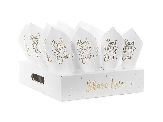 Konfetti-Tüten - Weiß - Best day ever - 16er-Pack Konfetti-Tüten - Weiß - Best day ever - 16er-Pack