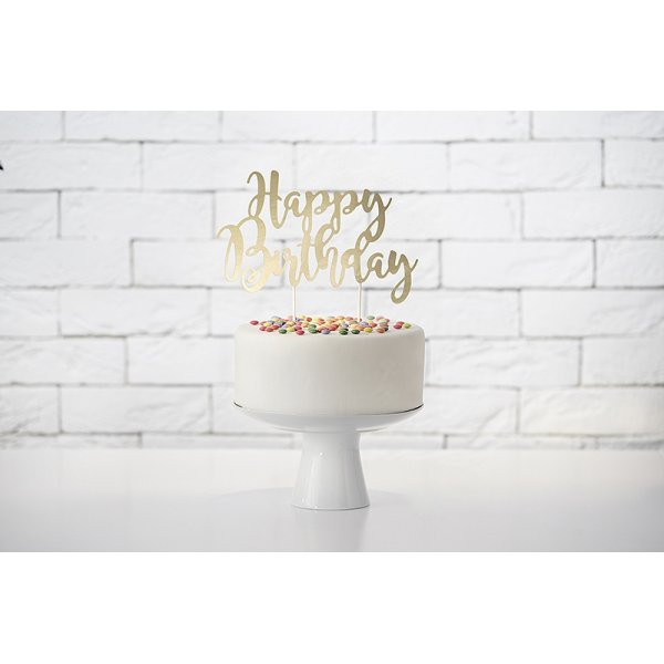 Tortenaufsatz - Happy Birthday - Goldmetallic Tortenaufsatz - Happy Birthday - Goldmetallic