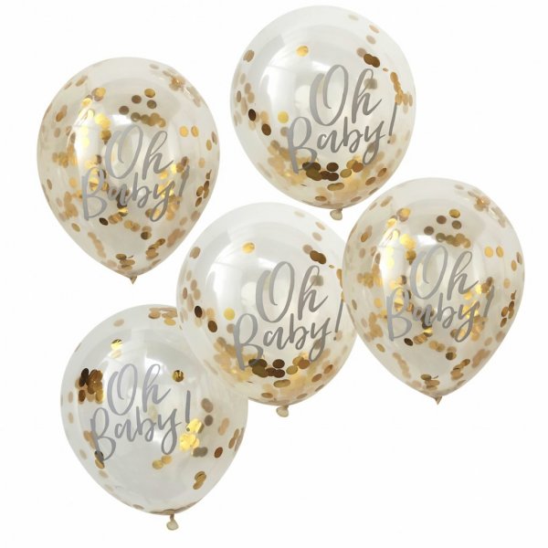Konfetti-Luftballons - Oh Baby! - 5er-Pack Konfetti-Luftballons - Oh Baby! - 5er-Pack