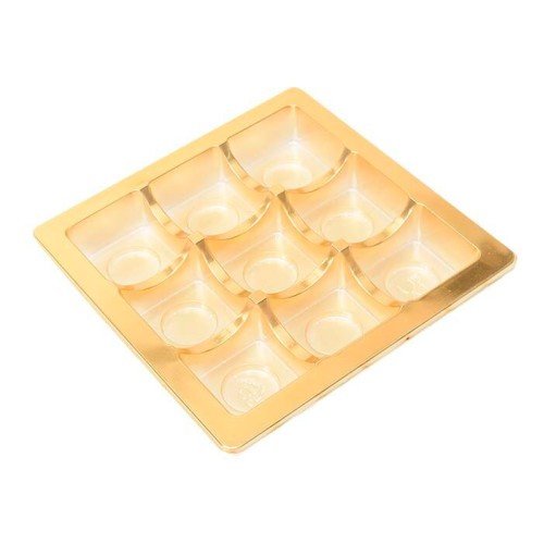 Pralinenschachtel mit Einlage - 9 Pralinen - Gold - 2er-Packung Pralinenschachtel mit Einlage - 9 Pralinen - Gold - 2er-Packung