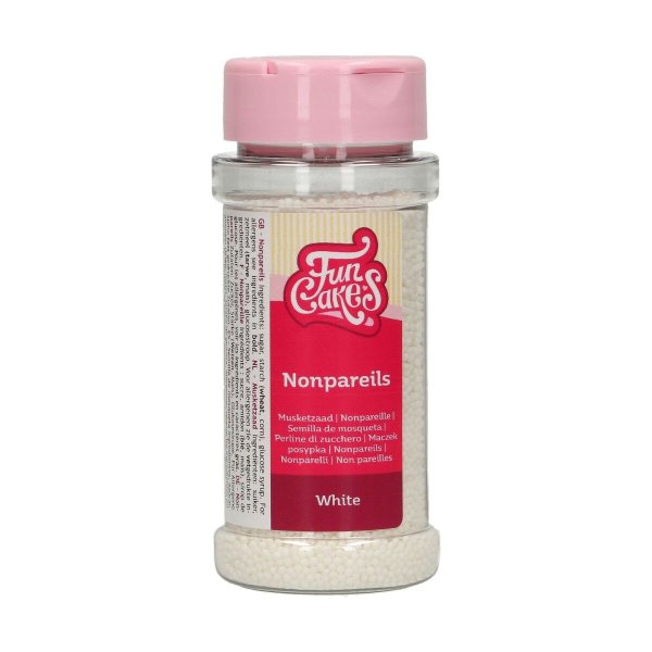 Kleine Zuckerperlen/Nonpareils - Weiß - FunCakes - 80 g Kleine Zuckerperlen/Nonpareils - Weiß - FunCakes - 80 g