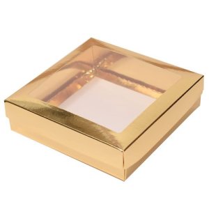 Pralinenschachtel mit Einlage - 9 Pralinen - Gold - 2er-Packung Pralinenschachtel mit Einlage - 9 Pralinen - Gold - 2er-Packung