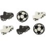 Zuckerdekorationen - Fußbälle + Fußballschuhe - 6 Stk Zuckerdekorationen - Fußbälle + Fußballschuhe - 6 Stk