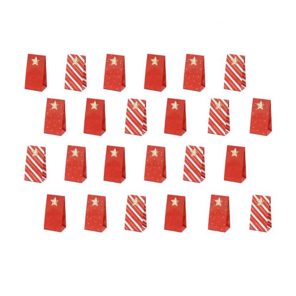 Adventskalender - 24 Beutel - Rot-Gold-Mix