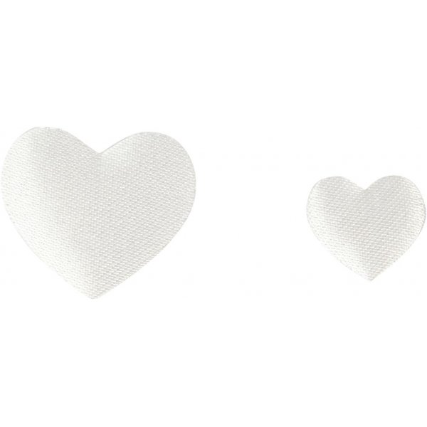Satinherzen - weiß - 10+20 mm - 70 Stk Satinherzen - weiß - 10+20 mm - 70 Stk