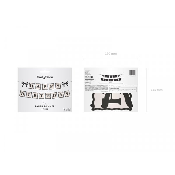 Geburtstagsbanner - Creme-Schwarz - 100 cm Geburtstagsbanner - Creme-Schwarz - 100 cm