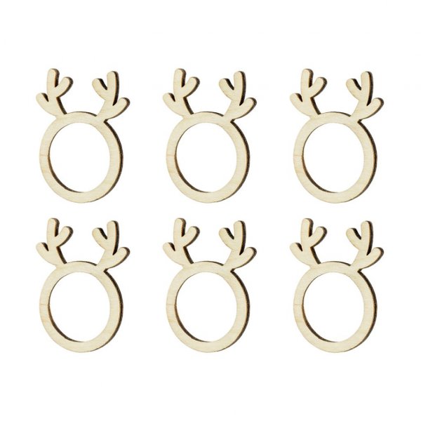 Serviettenringe aus Holz - Rentier - 6er-Pack