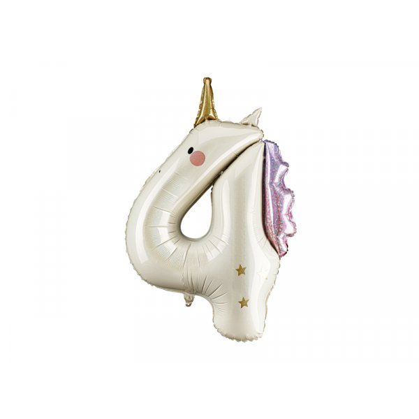 Folienballon Nummer 4 Einhorn - Mix