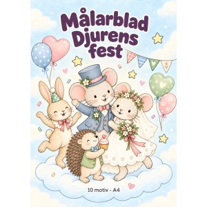 Malvorlage - Tierparty - 10 Motive - A4 Malvorlage - Tierparty - 10 Motive - A4