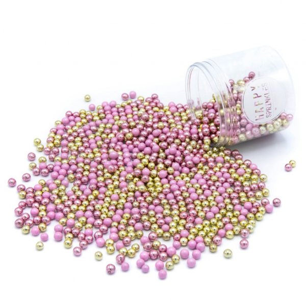 Schokoladenperlen/Schokodrag�es - Rosa/Gold - Happy Sprinkles - 80g