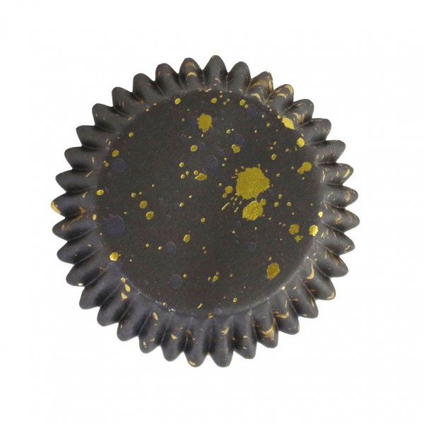 Muffinformen - Folie - Schwarz/Goldspritzer - 30er-Pack