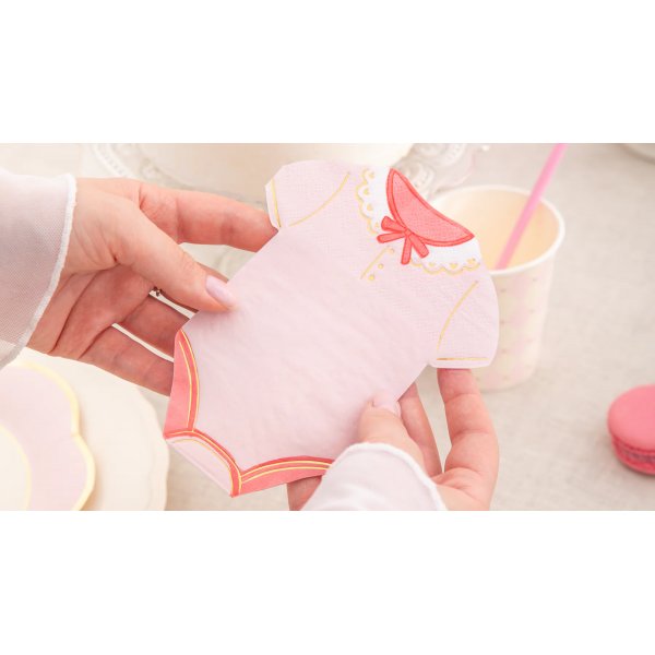 Servietten - Babybody - Rosa/Gold - 10er-Packung