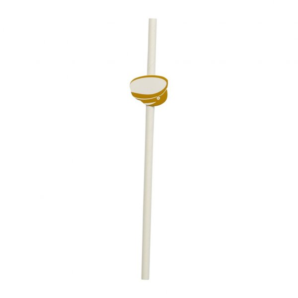 Strohhalm - Studentenmtze - Wei/Gold - 8er-Pack